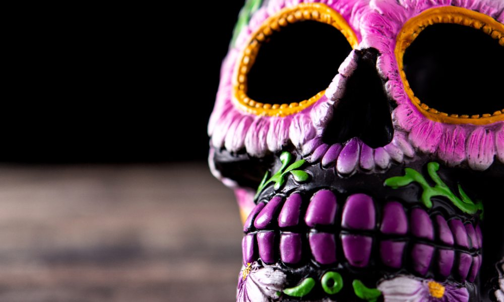 Catrina skull decorated for Dia de Los Muertos Celebration