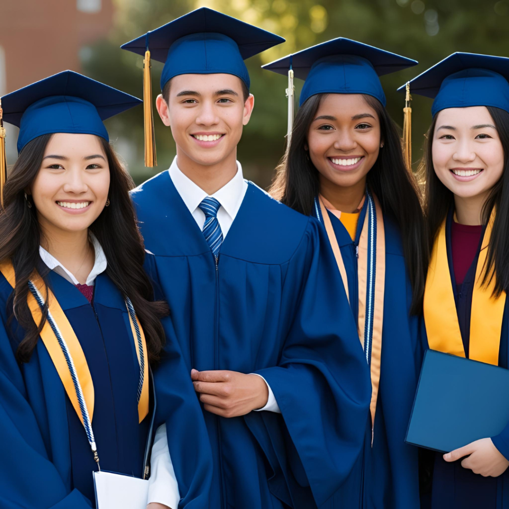 Student with graduation gowns
