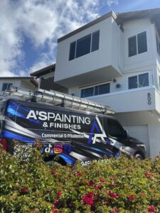 A'S Painting & Finishes truck outside a Residence in Orange County where it will provide painting services.
